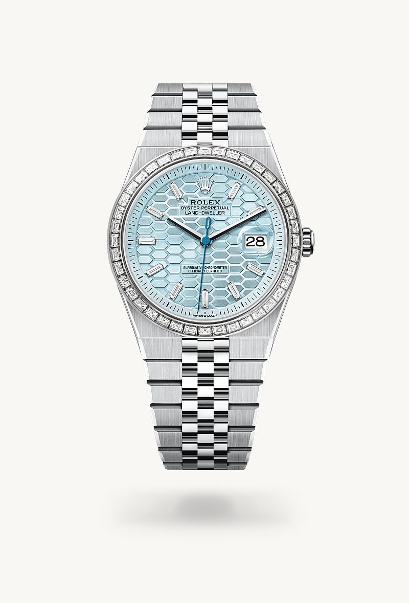 Rolex Land-Dweller 40 Oyster, 40 mm, platinum and diamonds
