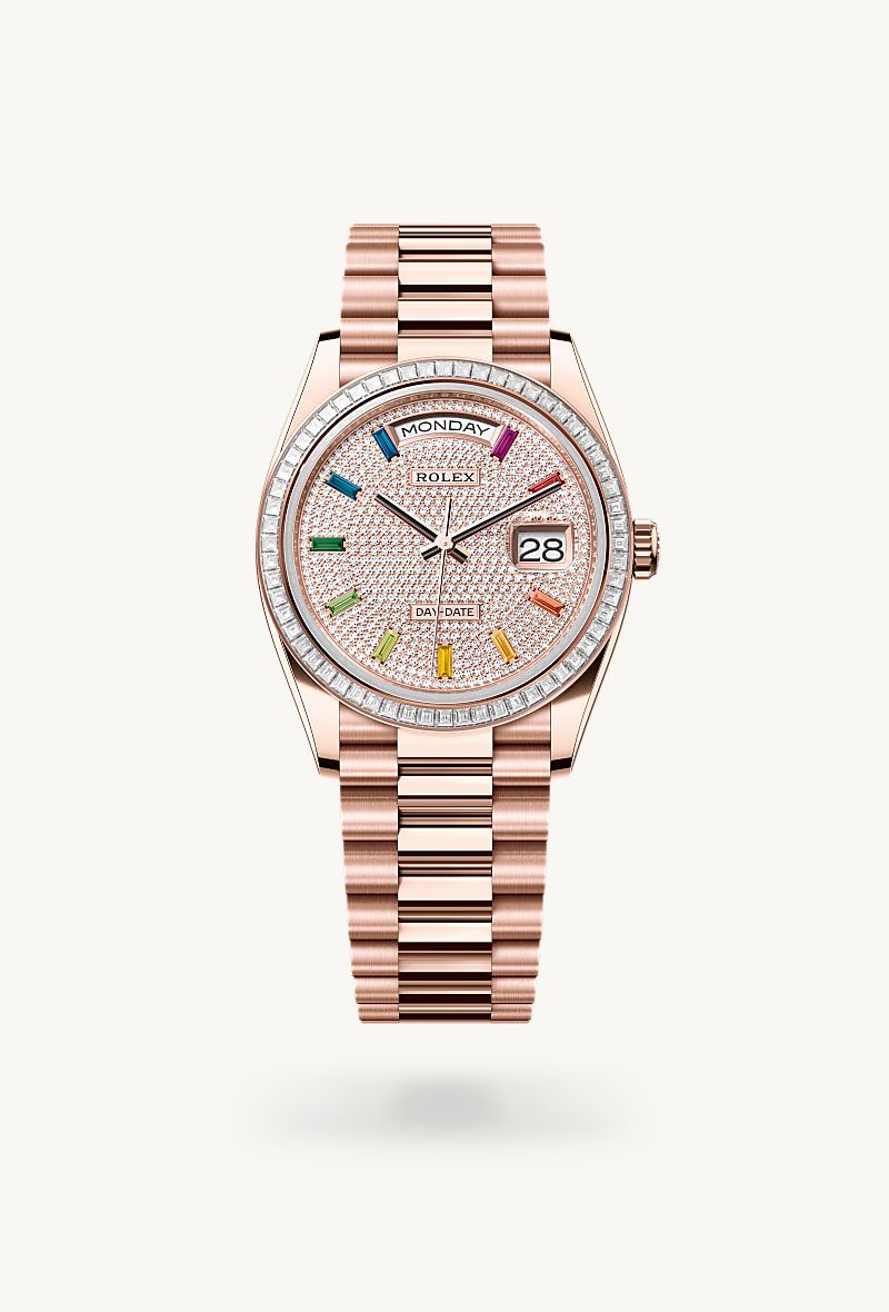 Rolex Day-Date 36 Oyster, 36 mm, Everose gold and diamonds