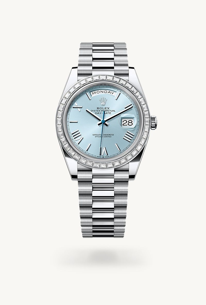 Rolex Day-Date 40 Oyster, 40 mm, platinum and diamonds