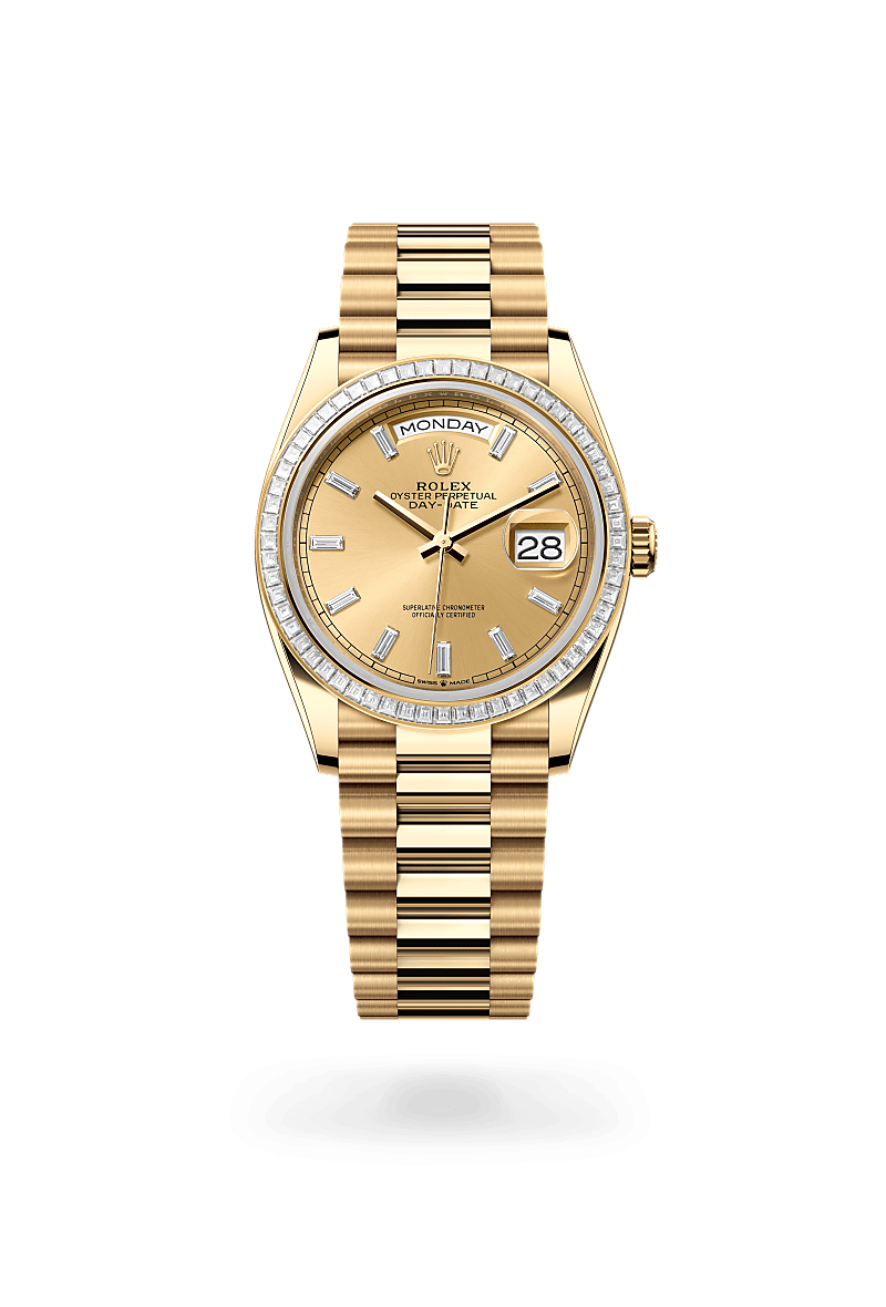 Rolex Day-Date 36 Oyster, 36 mm, yellow gold and diamonds